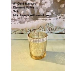 Gold Mercury Diamond Votive 3Hx2