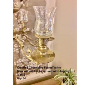 Crackled Candelabra Footed Votive 4Hx3