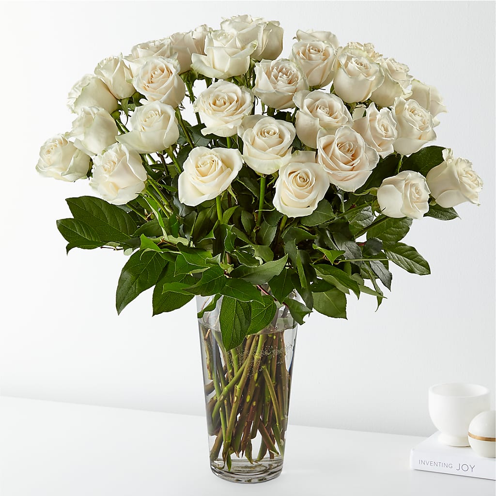 Long Stem White Rose Bouquet – Dynamic Flowers Of Royal Oak, Royal Oak MI