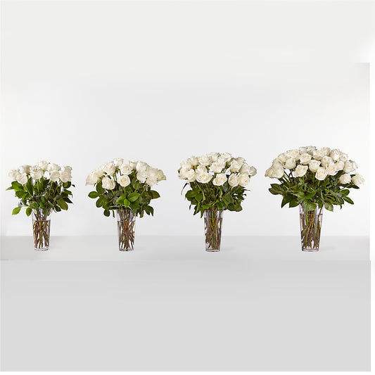 Long Stem White Rose Bouquet – Dynamic Flowers Of Royal Oak, Royal Oak MI