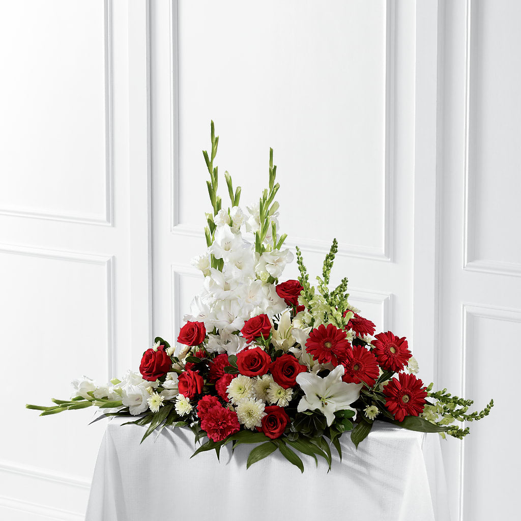Crimson & White Arrangement – Dynamic Flowers Of Royal Oak, Royal Oak MI