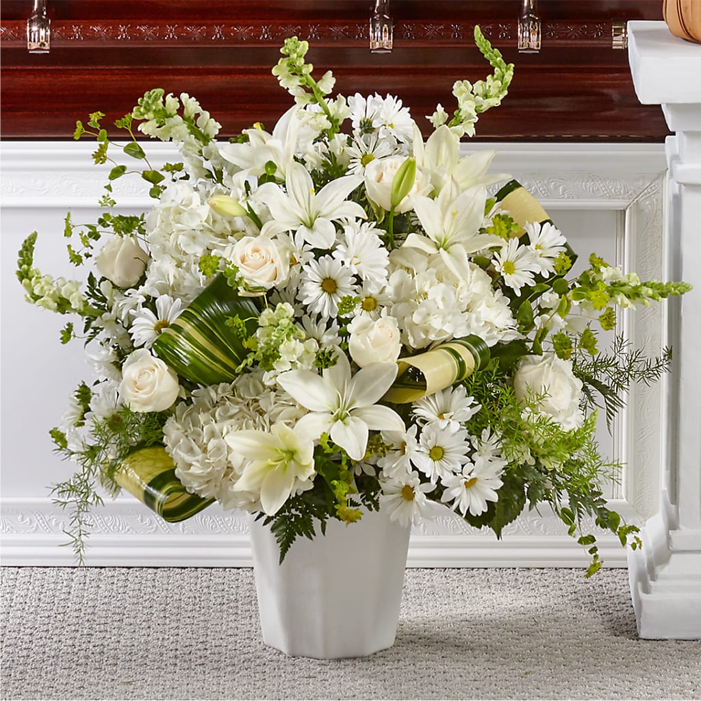 Thoughts of Tranquility Floor Basket – Dynamic Flowers Of Royal Oak, Royal Oak MI