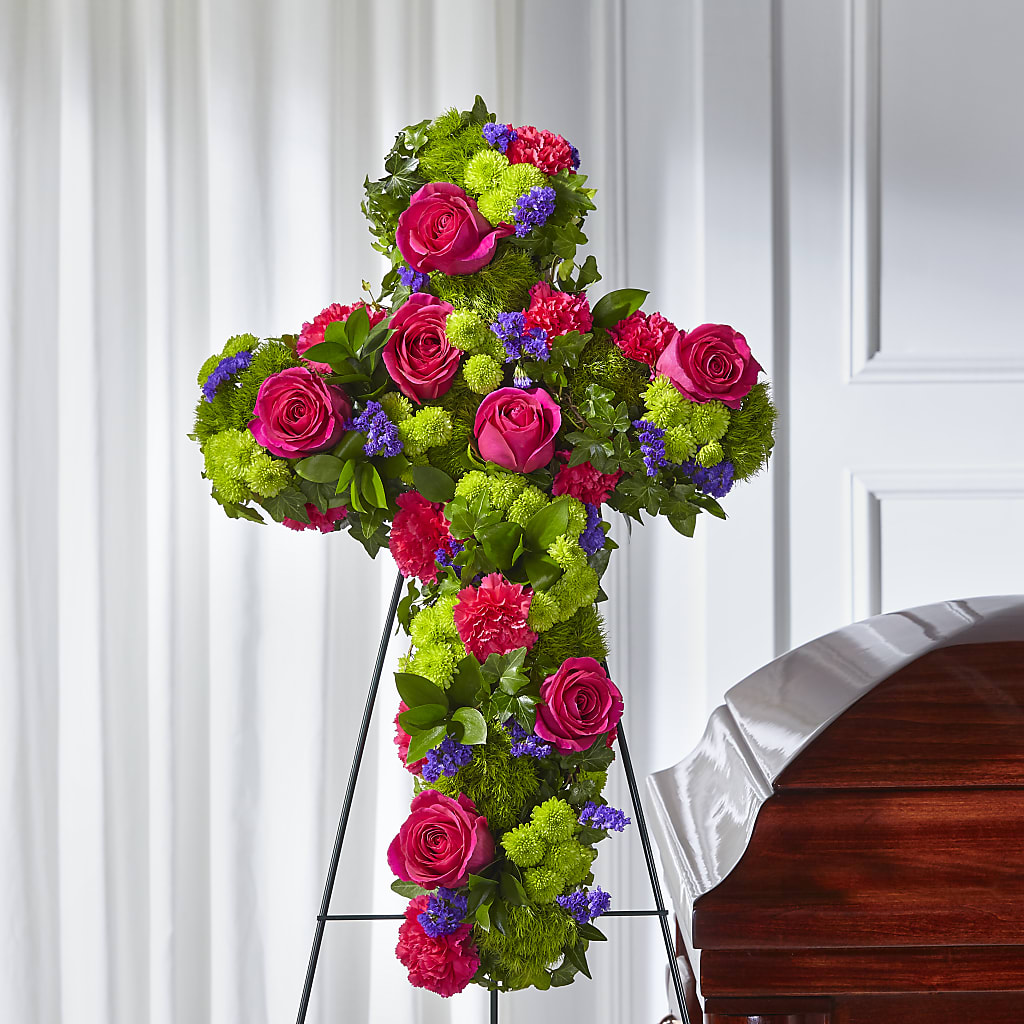 Tribute Rose Floral Cross – Dynamic Flowers Of Royal Oak, Royal Oak MI
