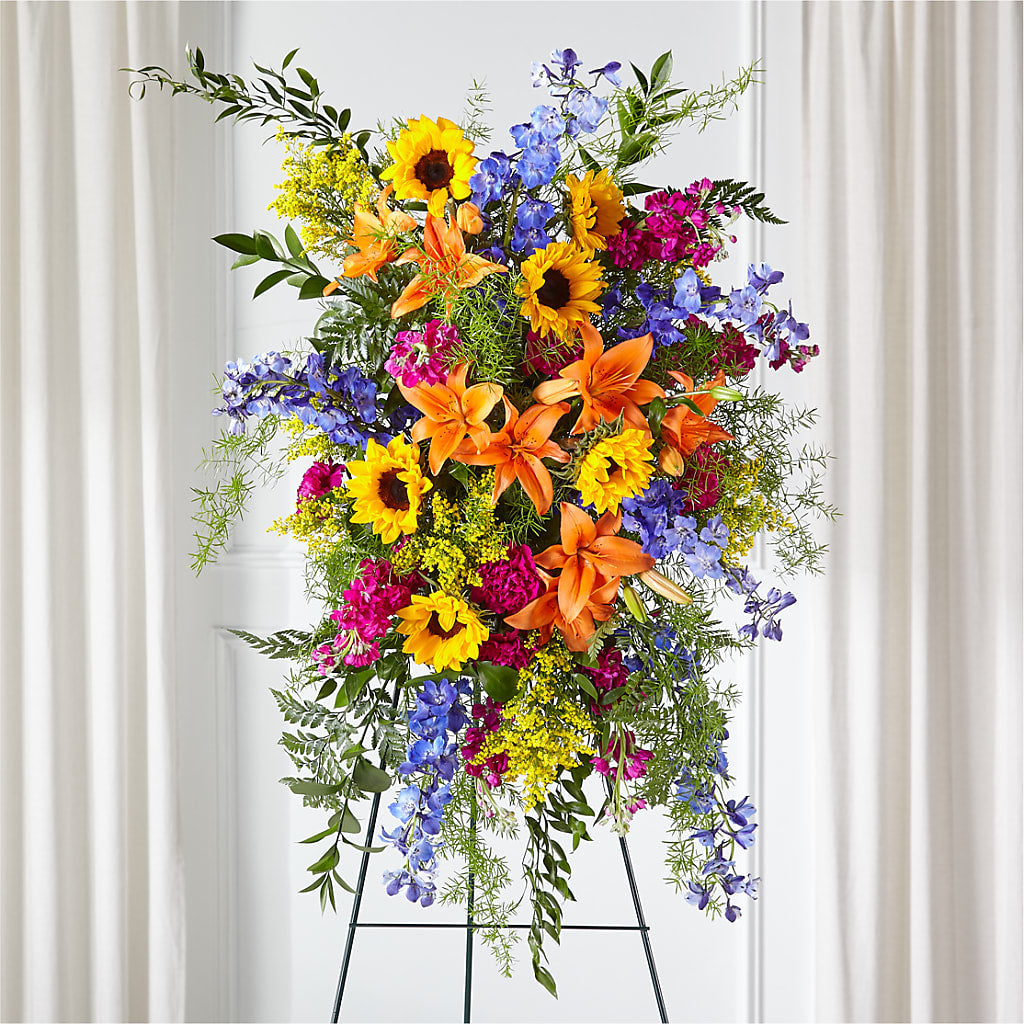 Sunlit Memories Standing Spray (Standard) – Dynamic Flowers Of Royal Oak, Royal Oak MI