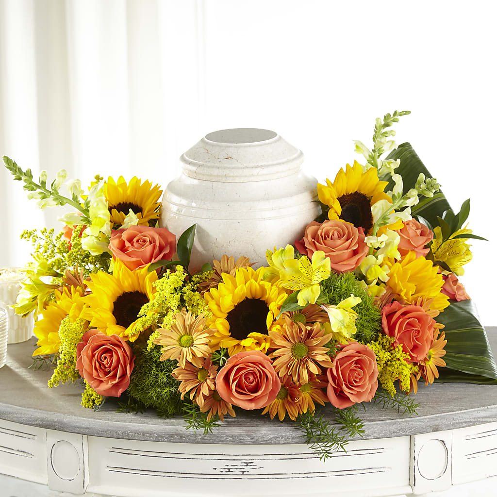 Faithful Sunflower Cremation Adornment – Dynamic Flowers Of Royal Oak, Royal Oak MI