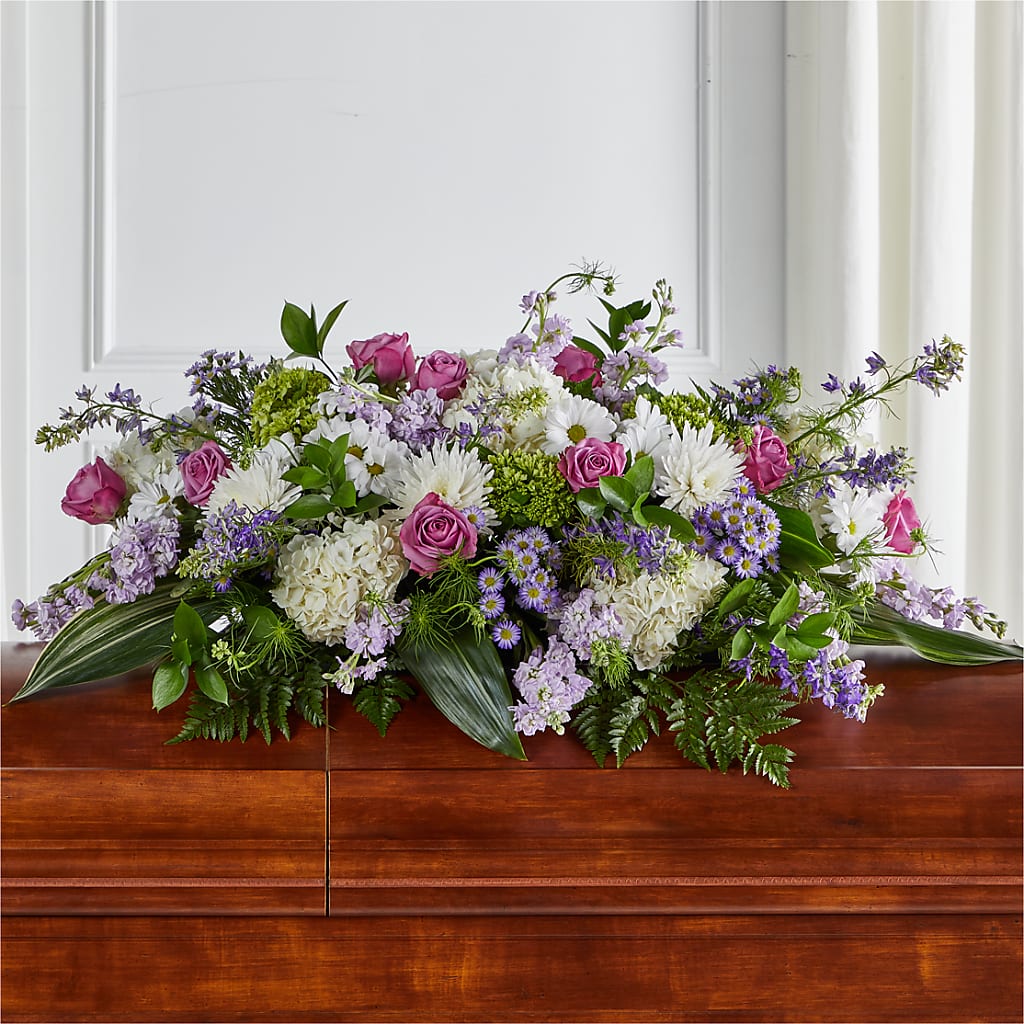 Meadows of Serenity Casket Spray – Dynamic Flowers Of Royal Oak, Royal Oak MI