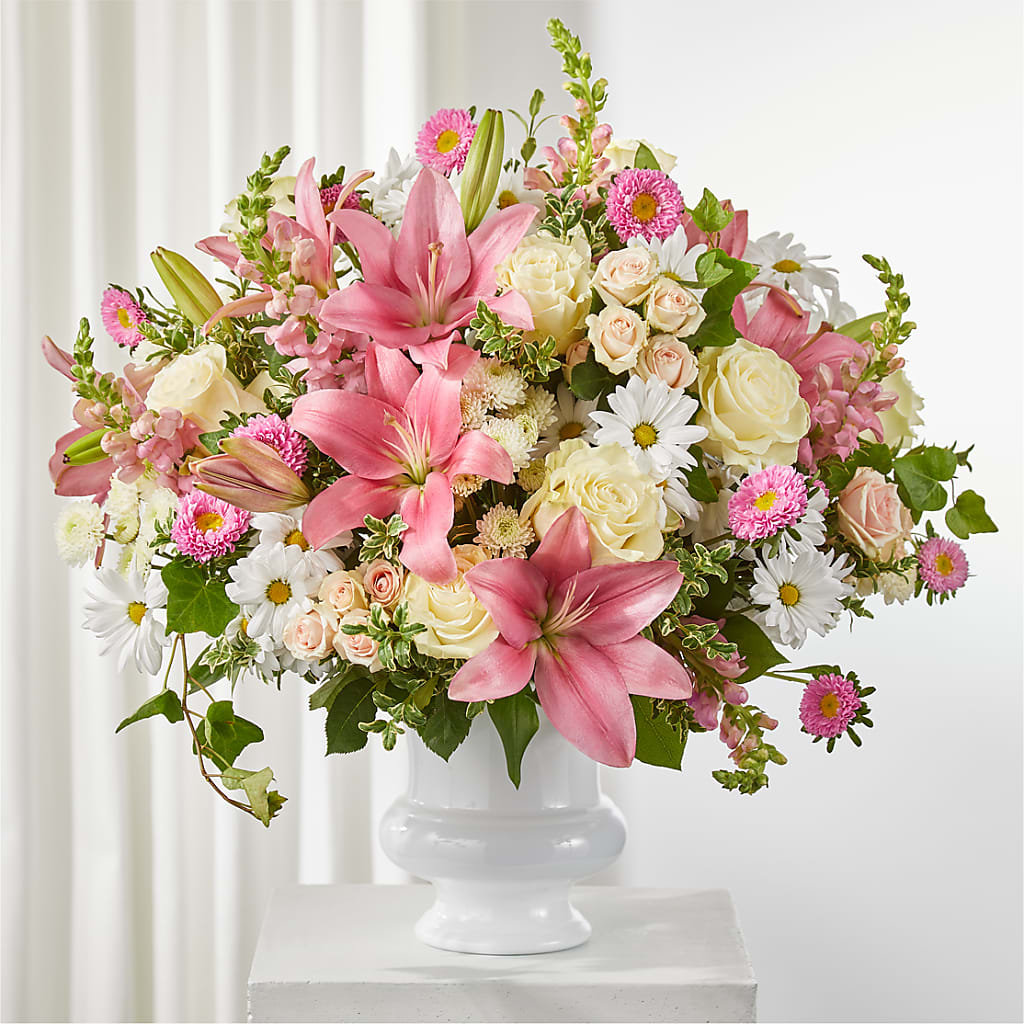 Empathetic Blooms Urn Arrangement – Dynamic Flowers Of Royal Oak, Royal Oak MI