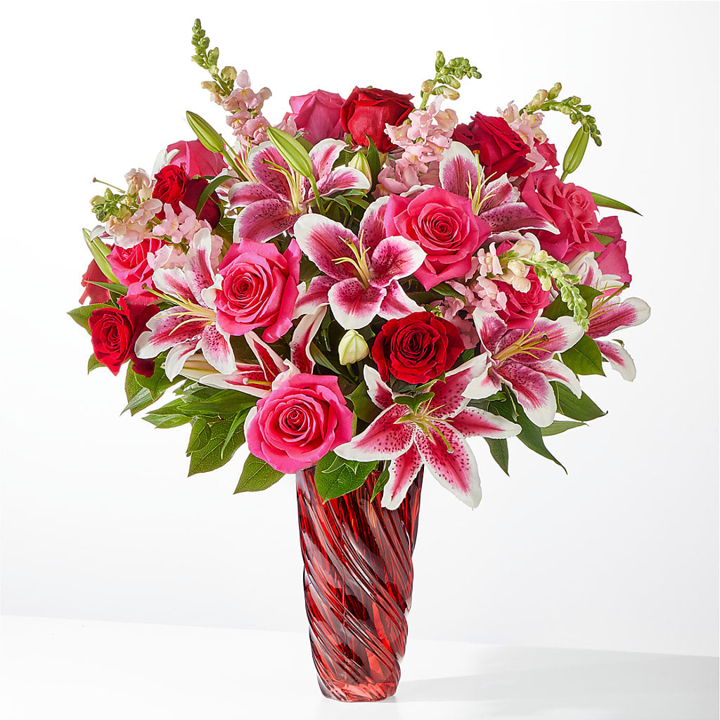 Always You Bouquet with Luxe Swirl Vase – Dynamic Flowers Of Royal Oak, Royal Oak MI
