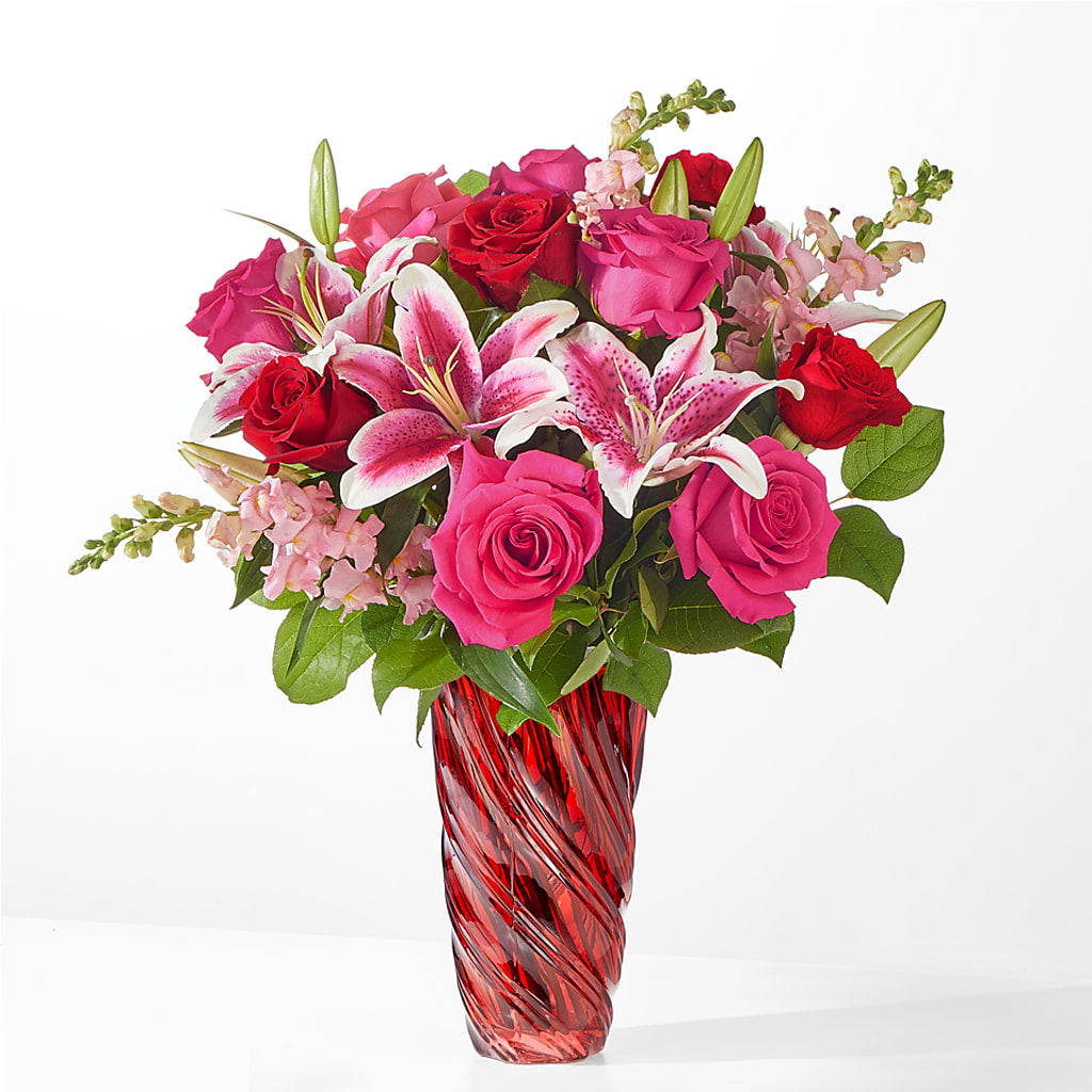 Always You Bouquet with Luxe Swirl Vase – Dynamic Flowers Of Royal Oak, Royal Oak MI