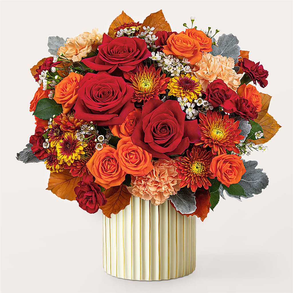 Merlot Bouquet with Ivory Vase – Dynamic Flowers Of Royal Oak, Royal Oak MI