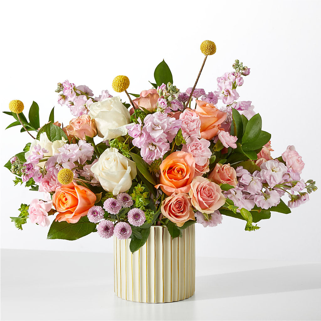 French Market Bouquet with Ivory Vase – Dynamic Flowers Of Royal Oak, Royal Oak MI