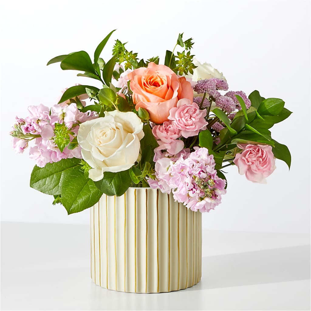 French Market Bouquet with Ivory Vase – Dynamic Flowers Of Royal Oak, Royal Oak MI