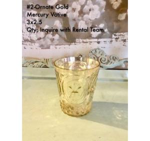 Ornate Gold Mercury Votive 3Hx2.5