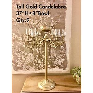 Exquisite Gold Ornate Candelabra 37H width 8&rdquo; Bowl