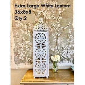 Majestic Extra Tall Metal White Lantern 36x8x8