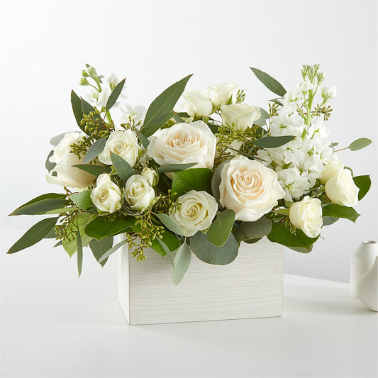 Fresh Linen Box Bouquet –  Dynamic Flowers Of Royal Oak, Royal Oak MI