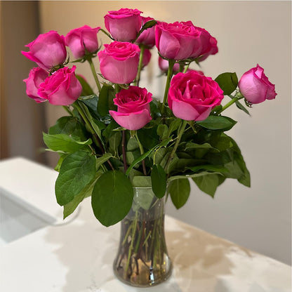 Long Stem Pink Rose Bouquet –  Dynamic Flowers Of Royal Oak, Royal Oak MI