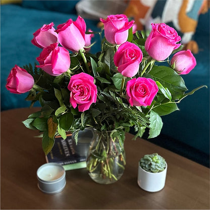 Long Stem Pink Rose Bouquet –  Dynamic Flowers Of Royal Oak, Royal Oak MI