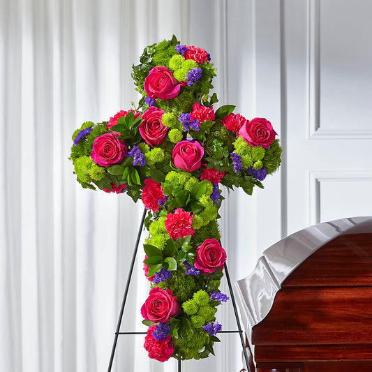 Tribute Rose Floral Cross –  Dynamic Flowers Of Royal Oak, Royal Oak MI