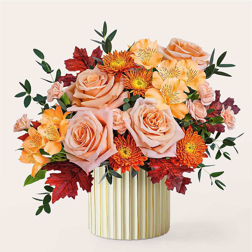 Spiced Latte Bouquet with Ivory Vase –  Dynamic Flowers Of Royal Oak, Royal Oak MI