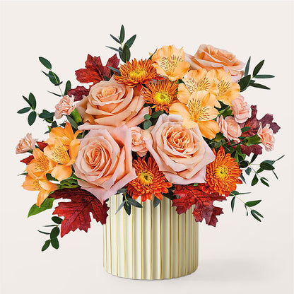 Spiced Latte Bouquet with Ivory Vase –  Dynamic Flowers Of Royal Oak, Royal Oak MI