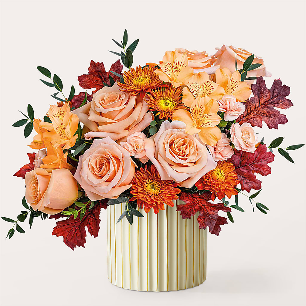 Spiced Latte Bouquet with Ivory Vase –  Dynamic Flowers Of Royal Oak, Royal Oak MI