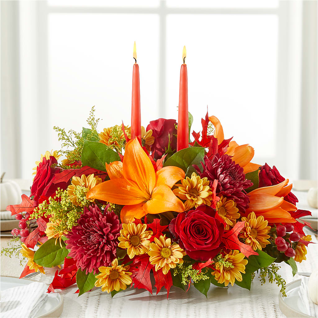 Autumn's Embrace Centerpiece –  Dynamic Flowers Of Royal Oak, Royal Oak MI