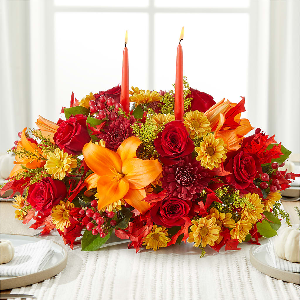 Autumn's Embrace Centerpiece –  Dynamic Flowers Of Royal Oak, Royal Oak MI