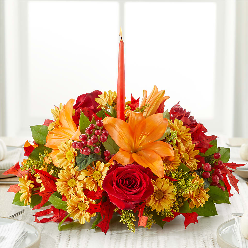 Autumn's Embrace Centerpiece –  Dynamic Flowers Of Royal Oak, Royal Oak MI