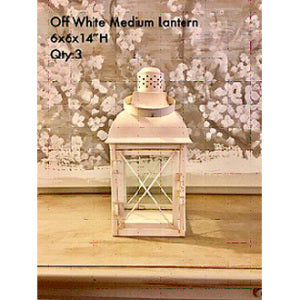 Charming Ivory Medium Lantern 6x6x14&rdquo;H